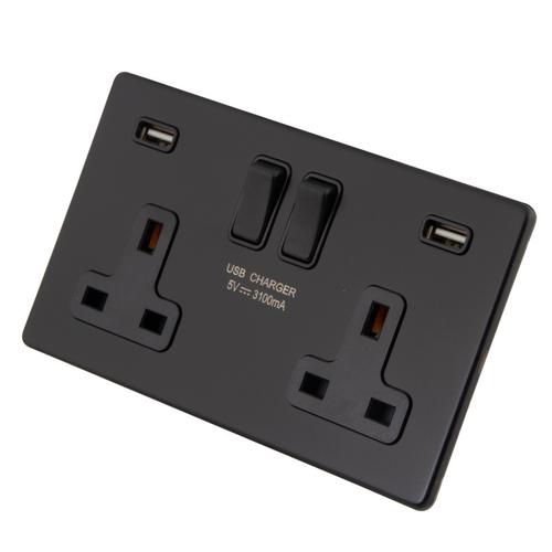 英標英規(guī)愛爾蘭插座 2 gang 13a socket   2 usb 3.1a screwless